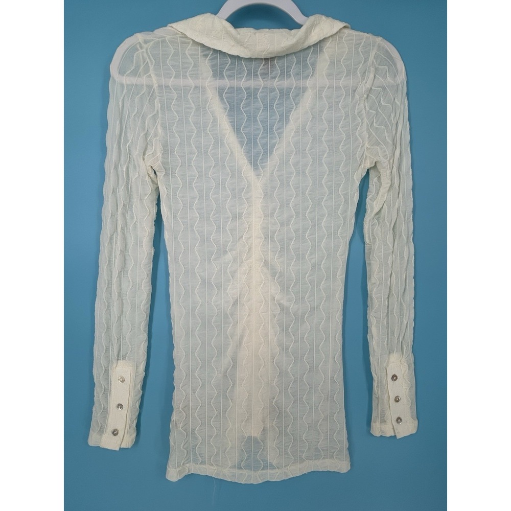 Forever 21 Sheer Cream Button Up Top Size S Y2K